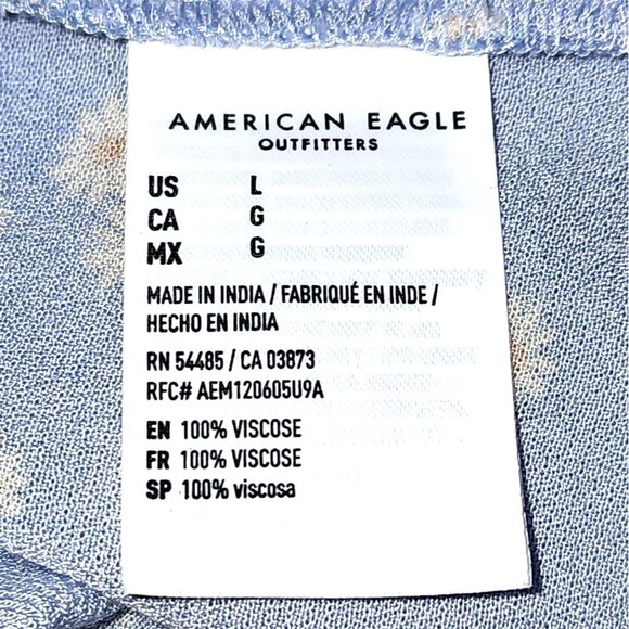 American Eagle Blue & White Floral Halter Backless Midi Shift Dress Size L - Picture 8 of 9